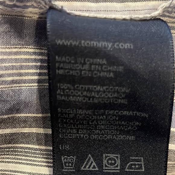 Tommy Hilfiger Women's Blue/Periwinkle Striped Long Sleeve Button-Up Shirt XL - Picture 12 of 12